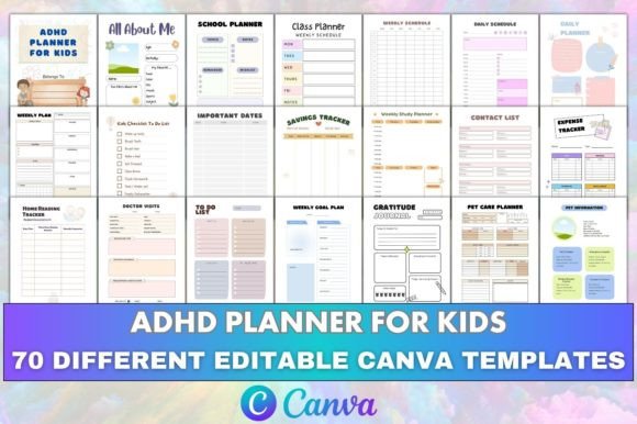 Download Canva Editable ADHD Planner for Kids KDP - Adhd planner Collection