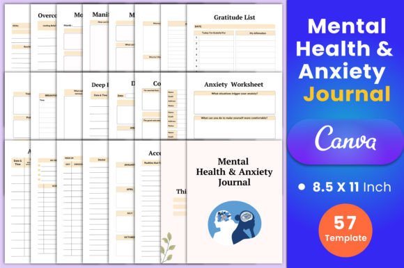 Download Mental Health &amp; Anxiety Journal Canva - Mental health Collection