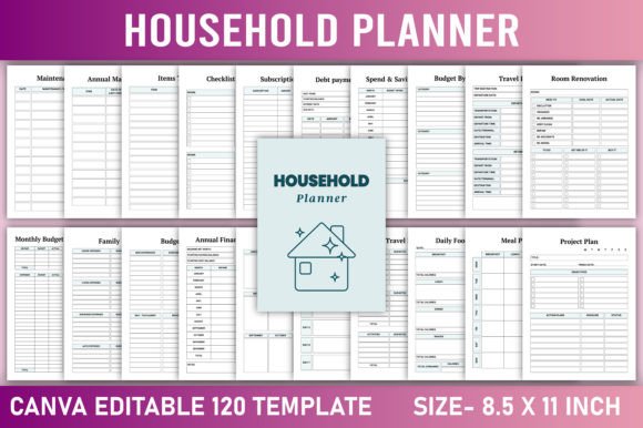 Download Editable Household Planner Canva - House Collection