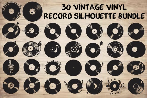 Download Vintage Vinyl Record Silhouette Bundle - Record Collection