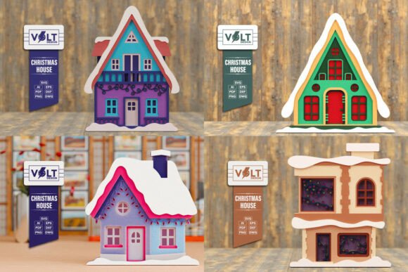 Download Cute Christmas House 3D SVG BUNDLE - House Collection