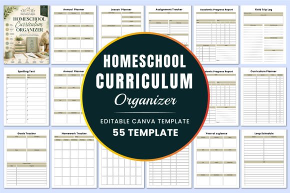 Download Homeschool Curriculum Organizer Canva - Home Collection